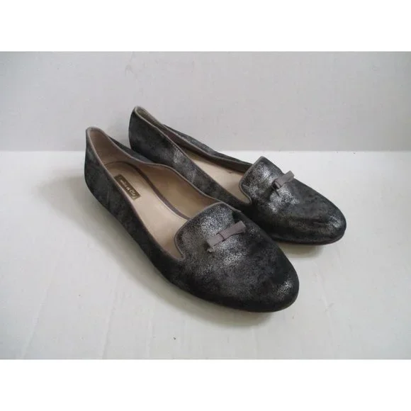 *Louise et Cie 'ANNISTON' Charcoal Gray Silver Metallic Finish Slip-On Flats
